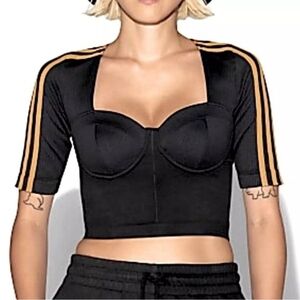Adidas x Beyonce Ivy Park Circular Knit Crop Top Black 3 Stripes Size Medium